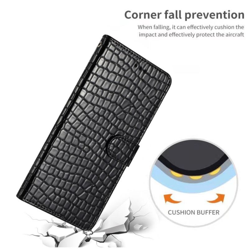 Housse iPhone 16 Pro Style Crocodile à Lanière