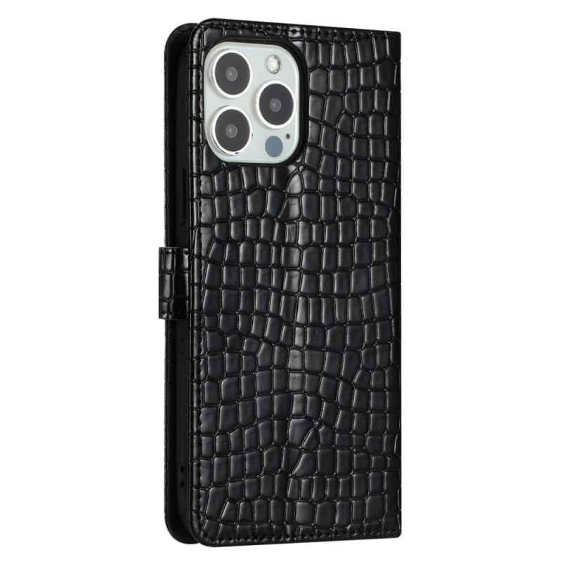 Housse iPhone 16 Pro Style Crocodile à Lanière