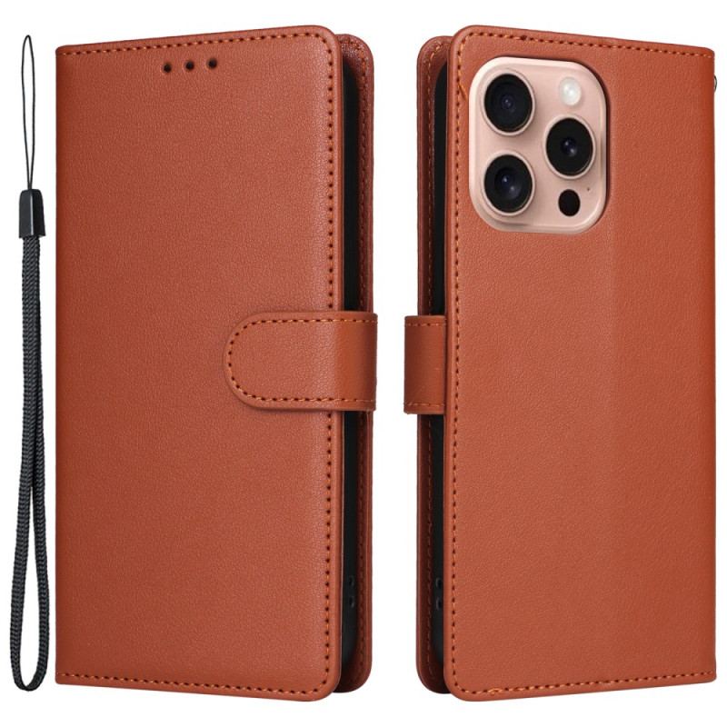 Housse iPhone 16 Pro Style Cuir à Lanière