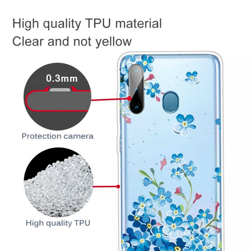 Coque Samsung Galaxy M11 Fleurs Bleues