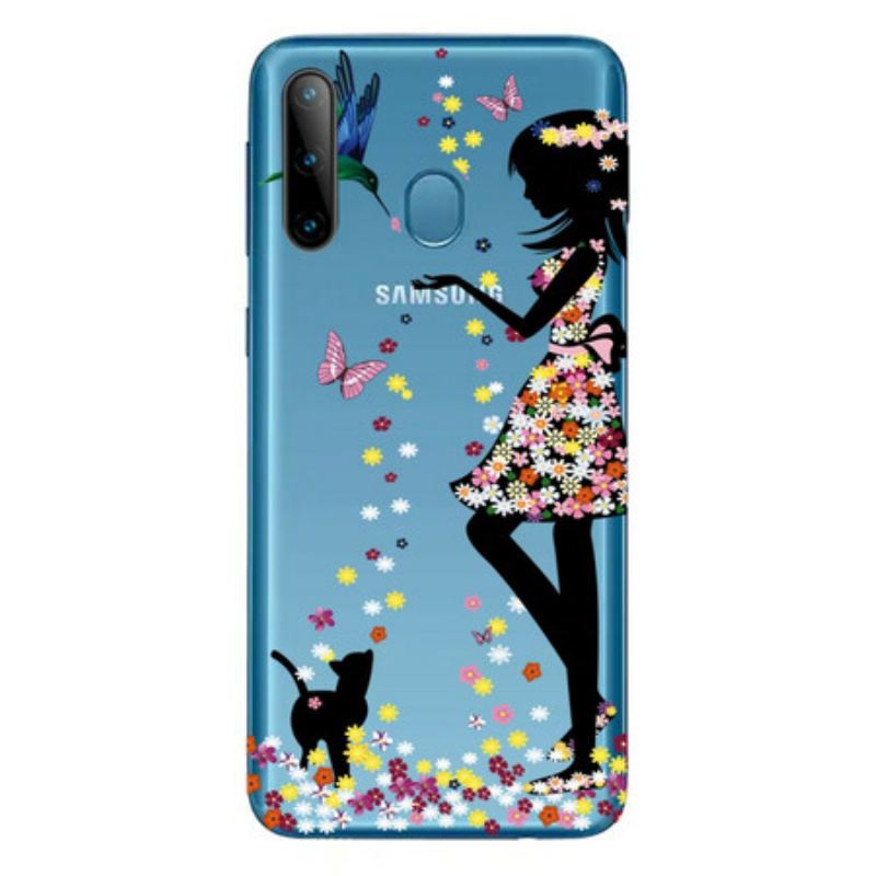 Coque Samsung Galaxy M11 Jeune Fille Fleurie