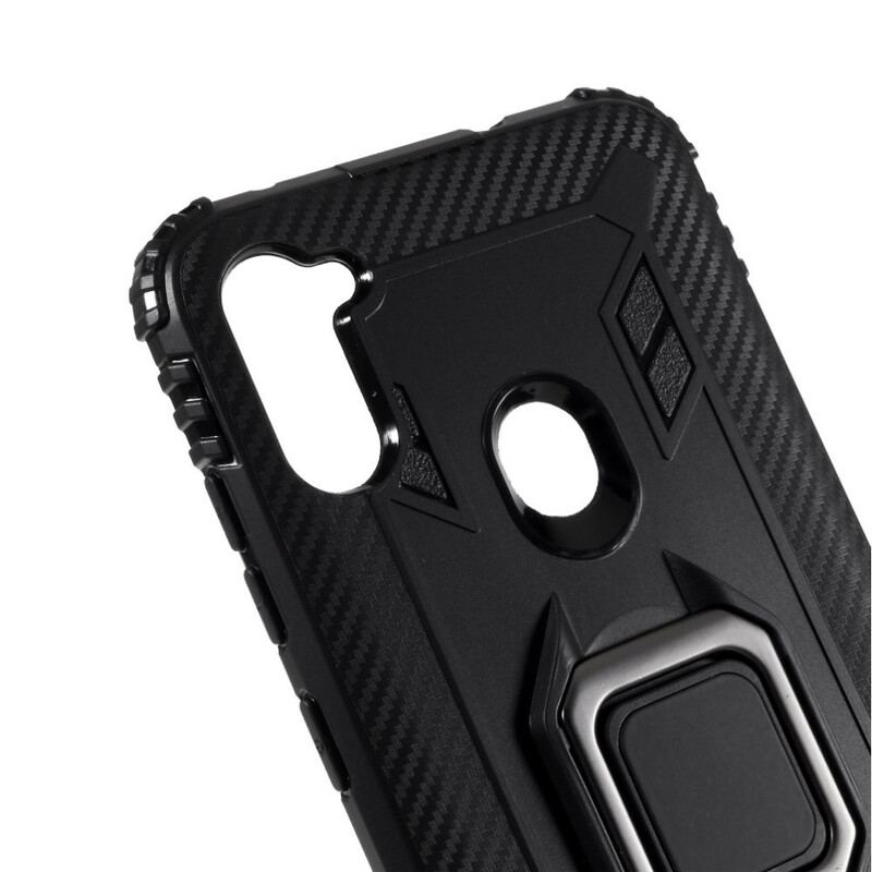 Coque Samsung Galaxy M11 Ring et Fibre Carbone