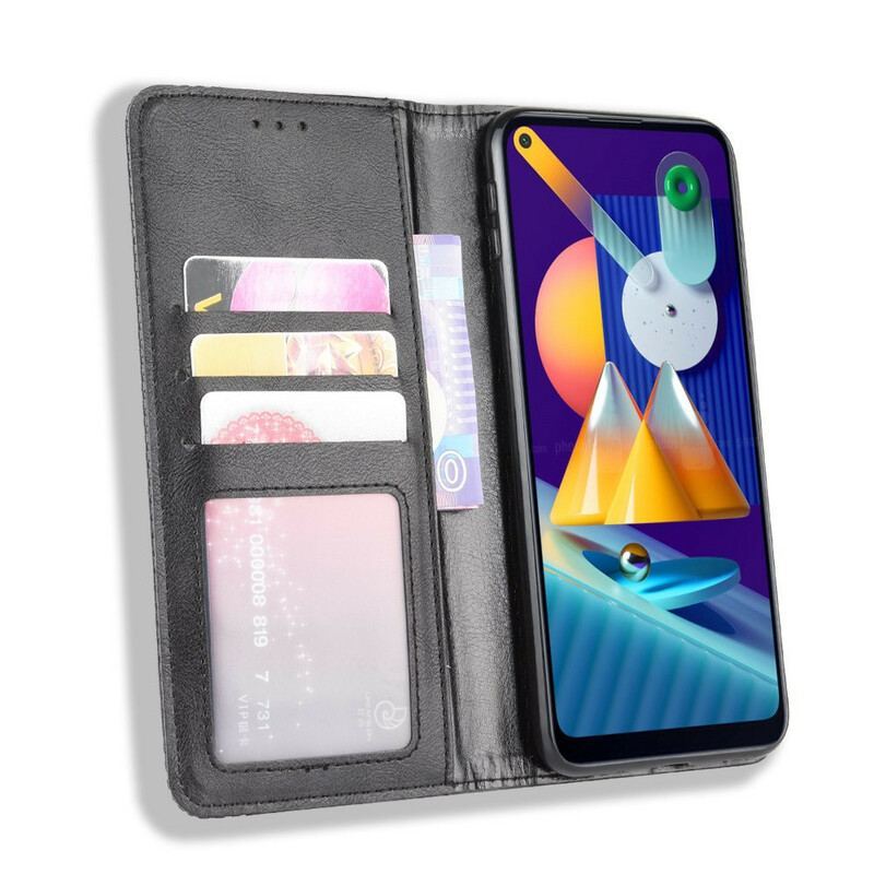 Flip Cover Samsung Galaxy M11 Effet Cuir Vintage Stylisé