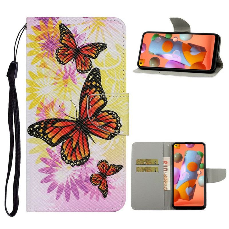 Housse Samsung Galaxy M11 Papillons et Fleurs d'Été