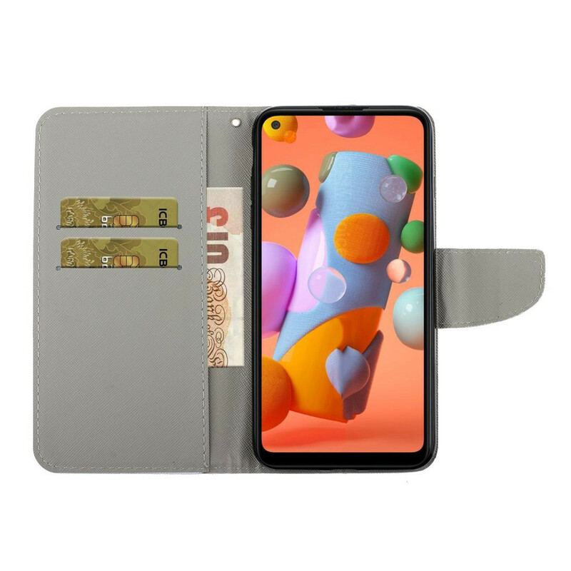 Housse Samsung Galaxy M11 Papillons Floraux Lanière