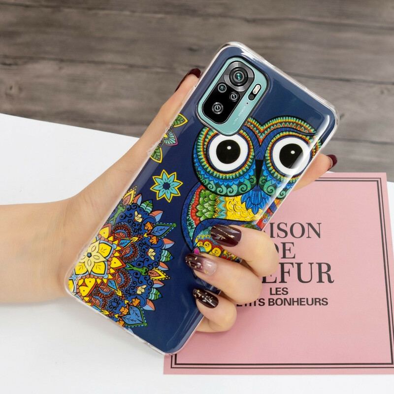 Coque Xiaomi Redmi Note 10/10S/Poco M5s Hibou Mandala Fluorescente