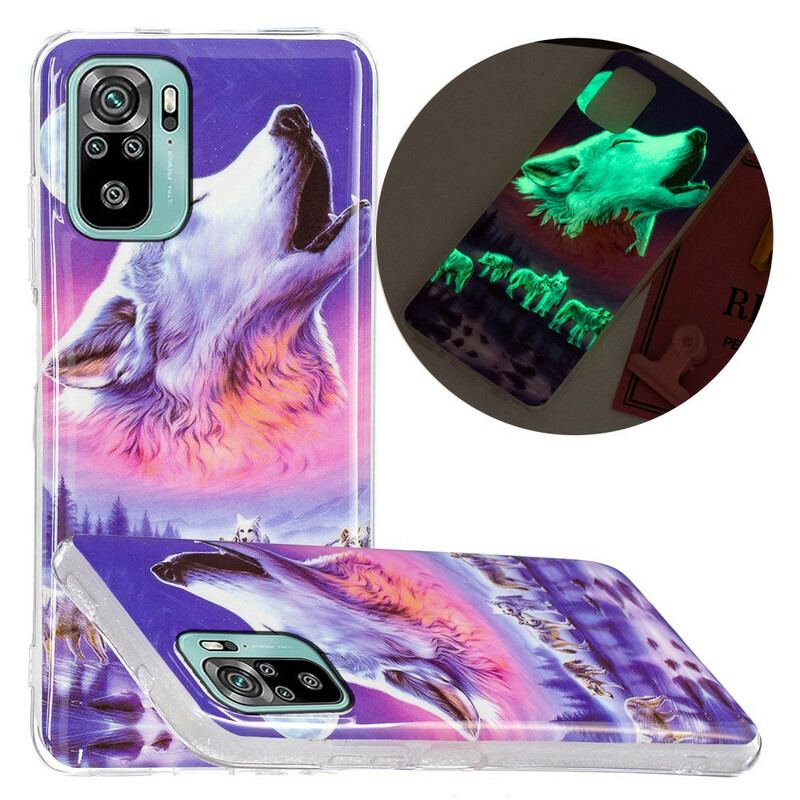 Coque Xiaomi Redmi Note 10/10S/Poco M5s Série Loup Fluorescente