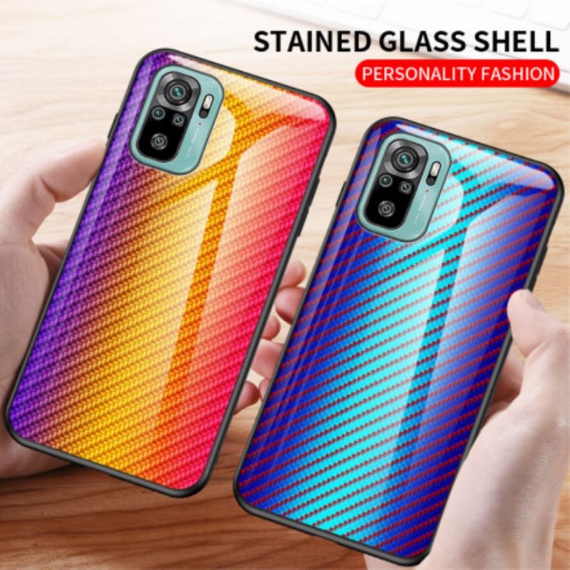 Coque Xiaomi Redmi Note 10/10S/Poco M5s Verre Trempé Fibre Carbone