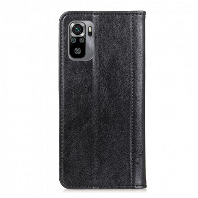 Flip Cover Xiaomi Redmi Note 10/10S/Poco M5s Version Cuir Litchi Fendu