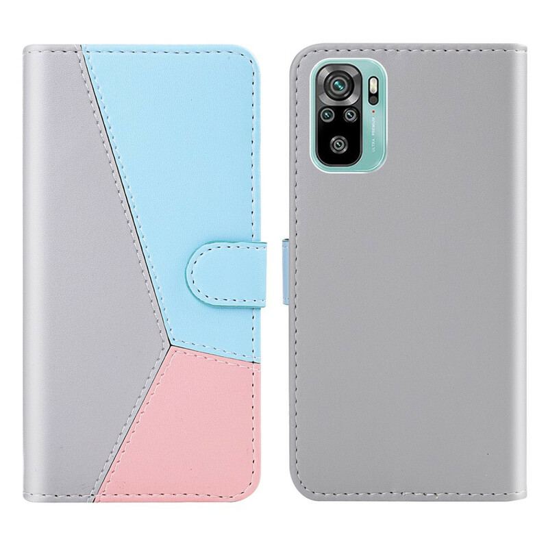 Housse Xiaomi Redmi Note 10/10S/Poco M5s Effet Cuir Tricolore