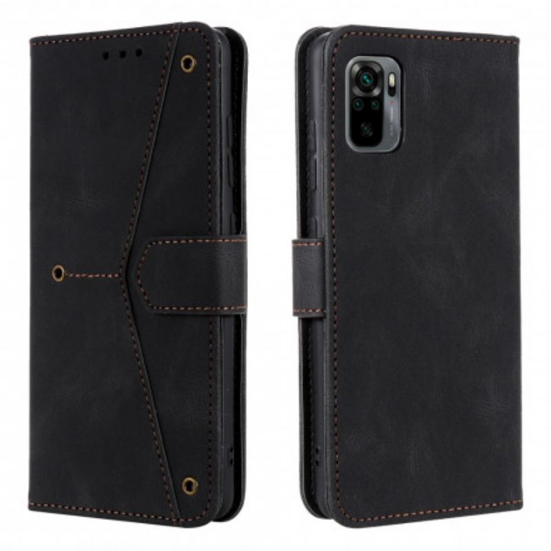 Housse Xiaomi Redmi Note 10/10S/Poco M5s Simili Cuir Bicolore Rivets