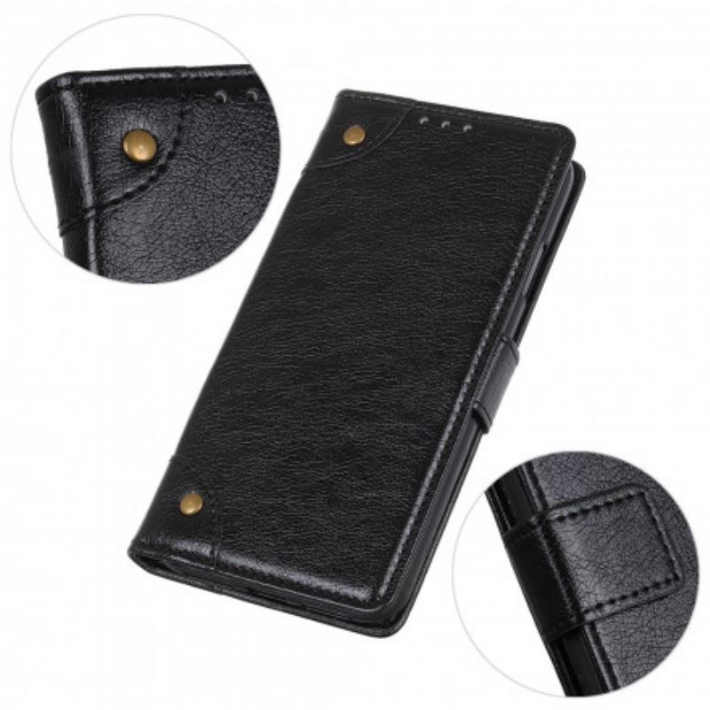 Housse Xiaomi Redmi Note 10/10S/Poco M5s Style Cuir Nappa Rivets Vintage