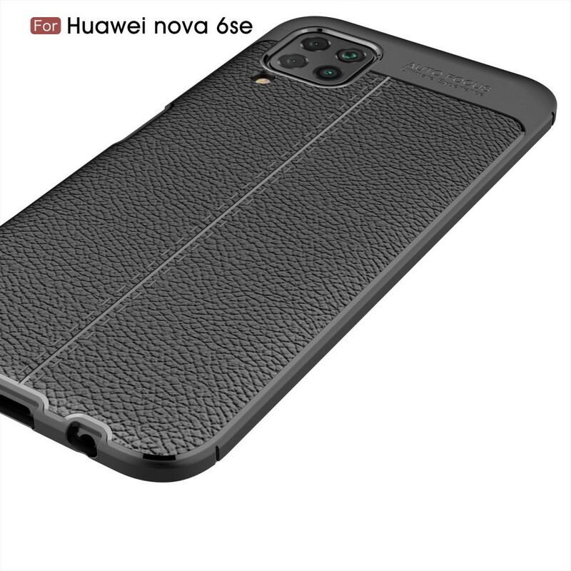 Coque Huawei P40 Lite Effet Cuir Litchi Double Line