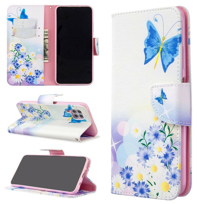 Housse Huawei P40 Lite Papillons et Fleurs Peints