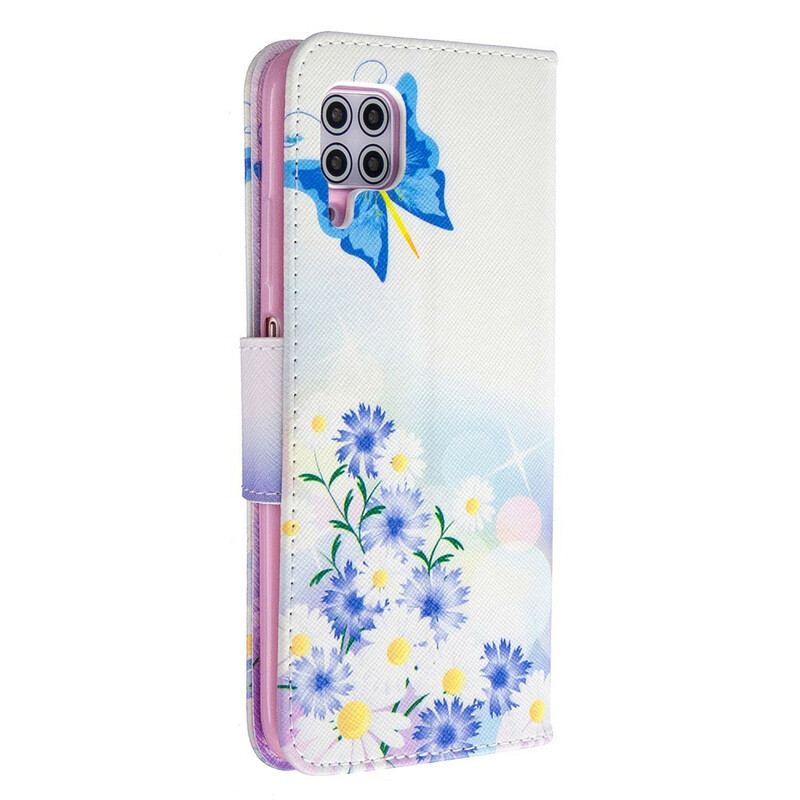 Housse Huawei P40 Lite Papillons et Fleurs Peints