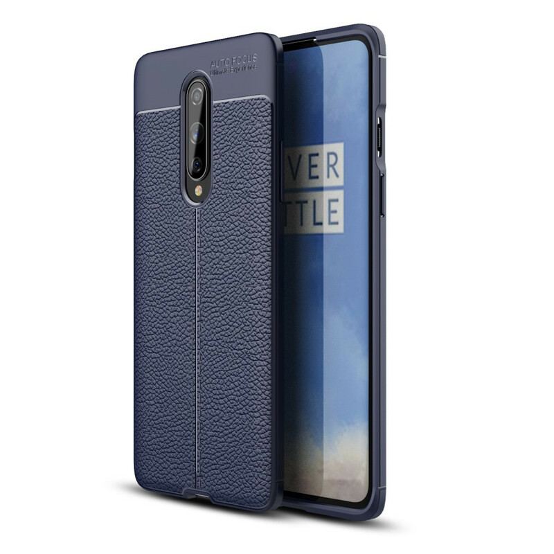 Coque OnePlus 8 Effet Cuir Litchi Double Line