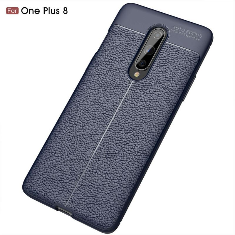 Coque OnePlus 8 Effet Cuir Litchi Double Line