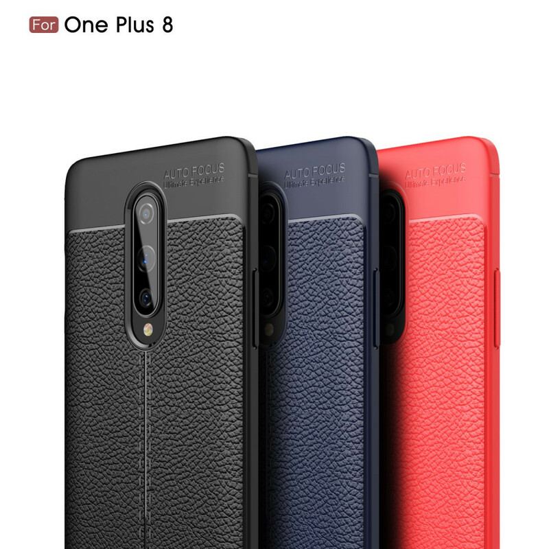 Coque OnePlus 8 Effet Cuir Litchi Double Line