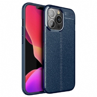 Coque iPhone 13 Pro Effet Cuir Litchi Double Line