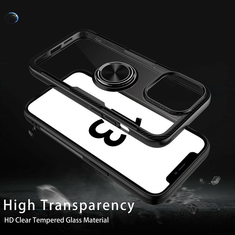 Coque iPhone 13 Pro Fibre Carbone Anneau Métallique