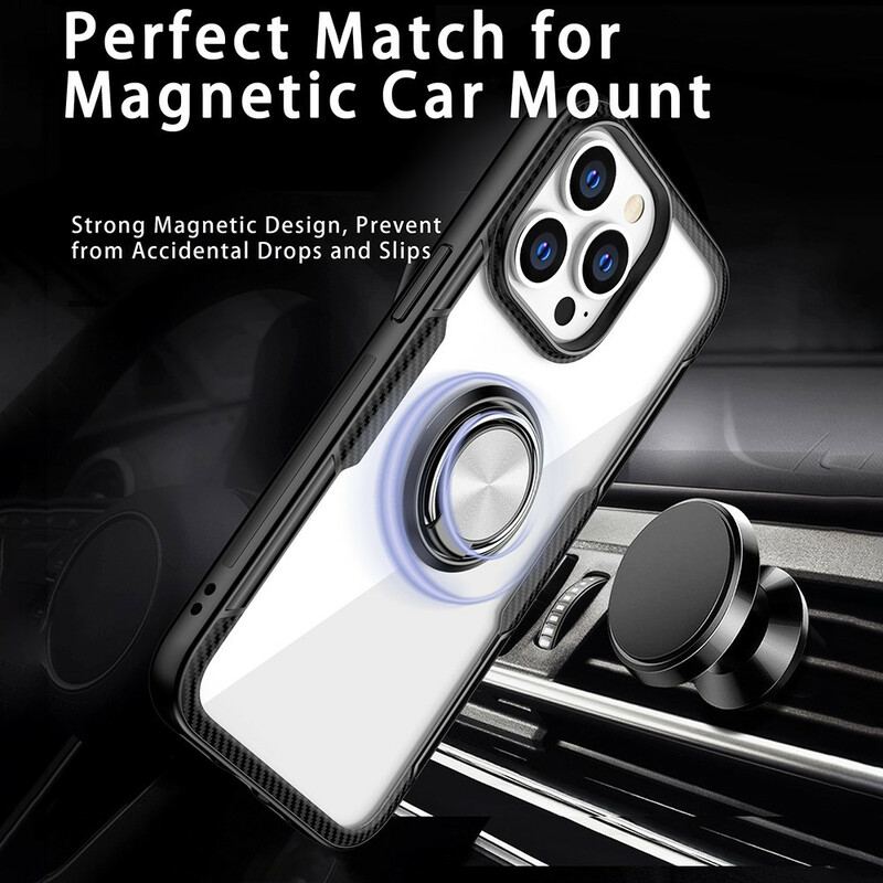 Coque iPhone 13 Pro Fibre Carbone Anneau Métallique