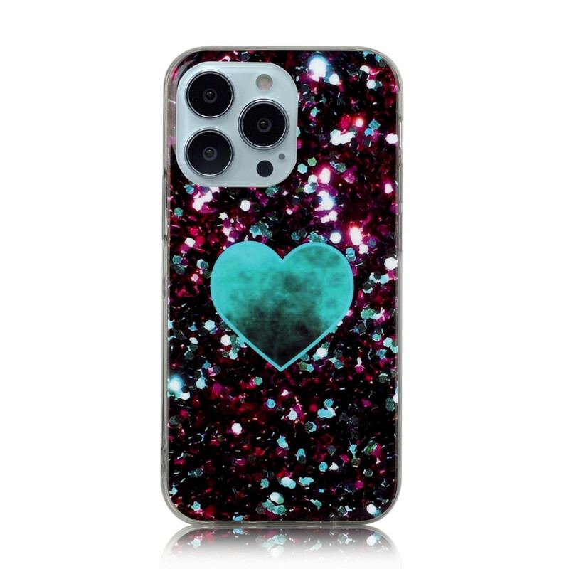 Coque iPhone 13 Pro Marbre Paillettes