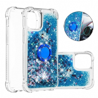 Coque iPhone 13 Pro Paillettes avec Anneau-Support