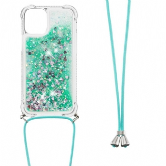 Coque iPhone 13 Pro Paillettes avec Cordon