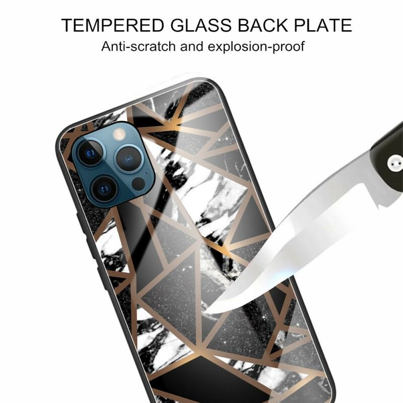 Coque iPhone 13 Pro Verre Trempé Marbre Géométrie