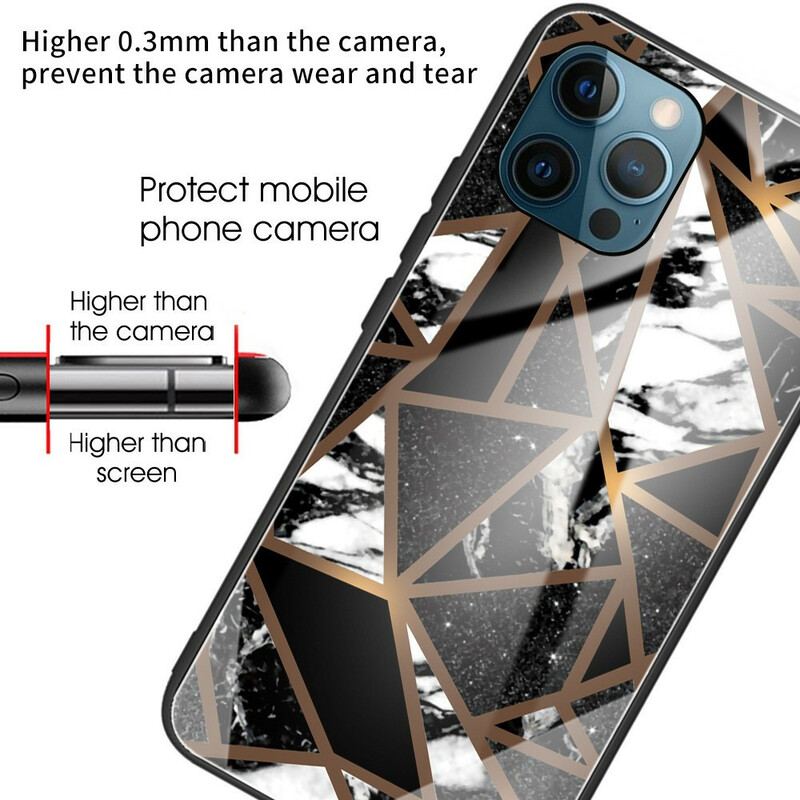 Coque iPhone 13 Pro Verre Trempé Marbre Géométrie