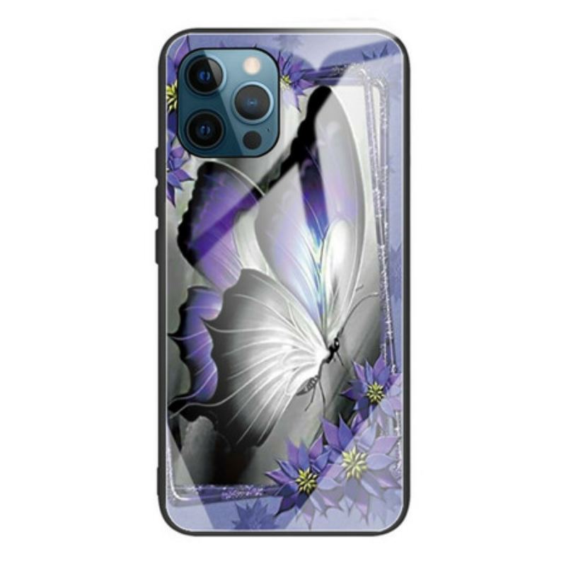 Coque iPhone 13 Pro Verre Trempé Papillon Violet