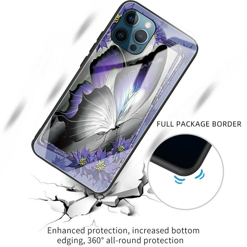 Coque iPhone 13 Pro Verre Trempé Papillon Violet