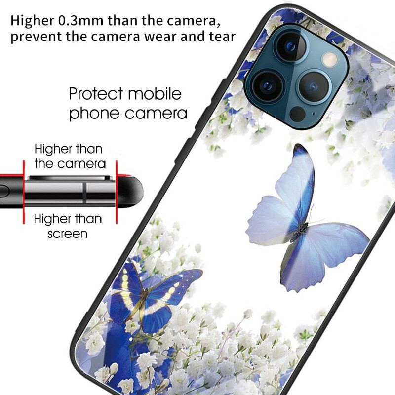 Coque iPhone 13 Pro Verre Trempé Papillons Design