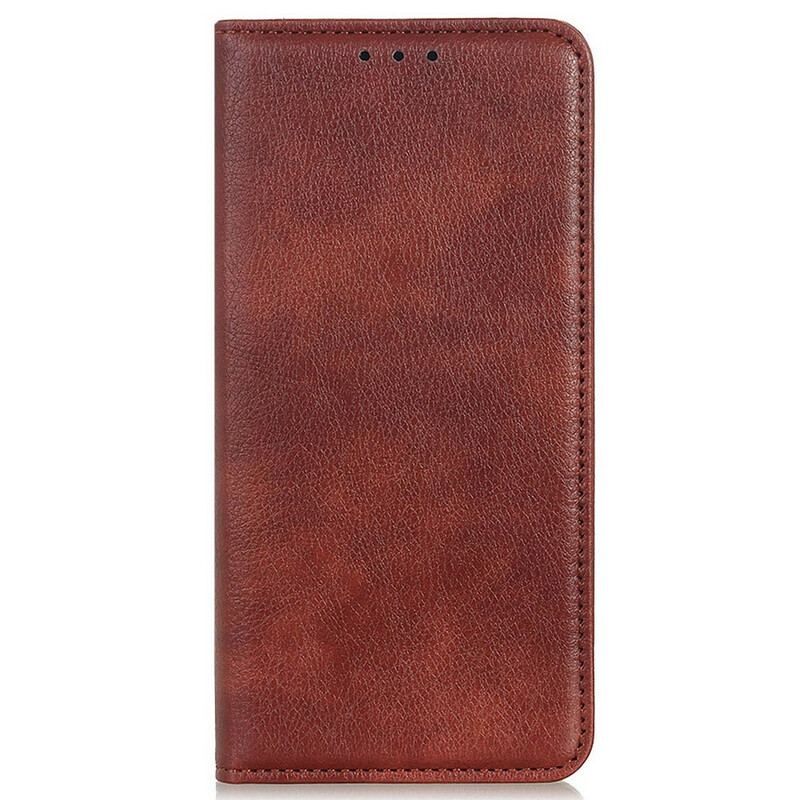 Flip Cover iPhone 13 Pro Cuir Litchi Fendu