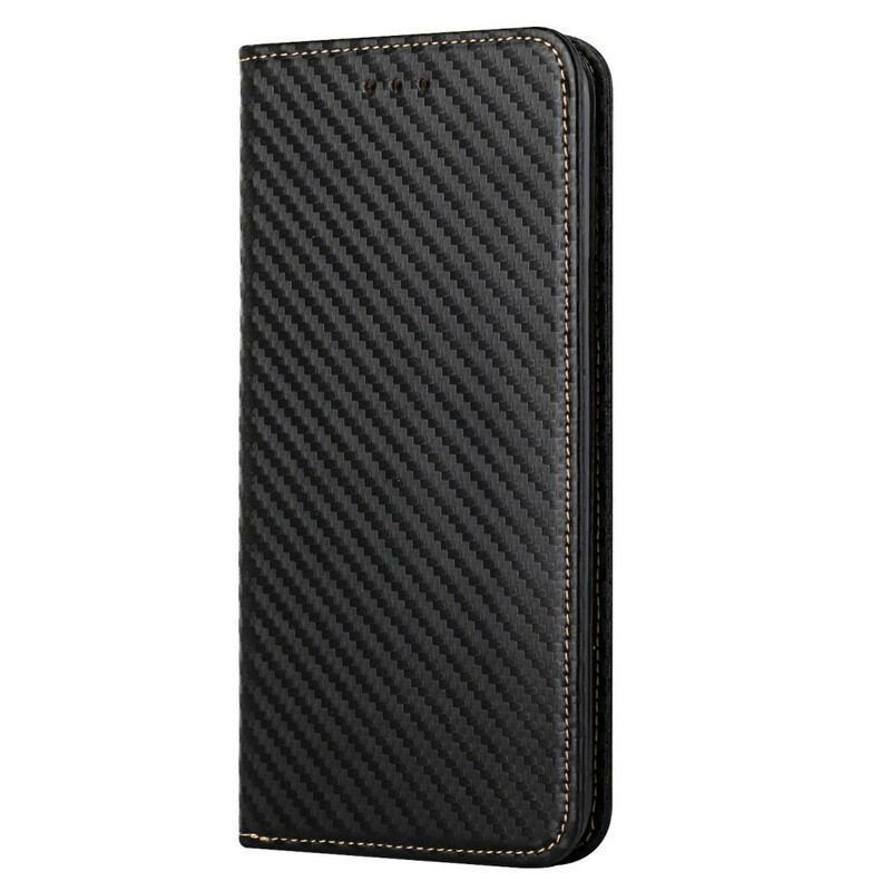 Flip Cover iPhone 13 Pro Fibre Carbone à Lanière