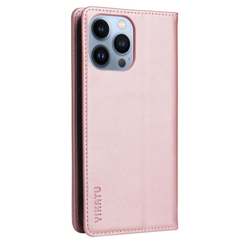 Flip Cover iPhone 13 Pro Style Cuir Rivet YIKATU