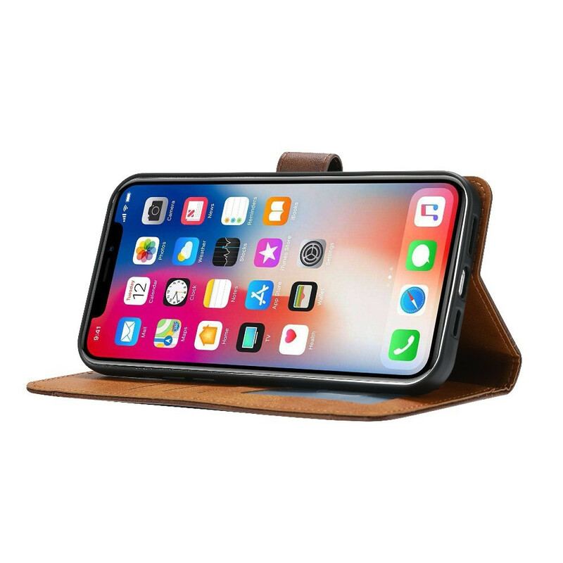 Housse iPhone 13 Pro Effet Cuir Porte-Carte Frontal et Sangle