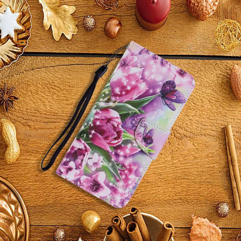 Housse iPhone 13 Pro Papillons et Tulipes