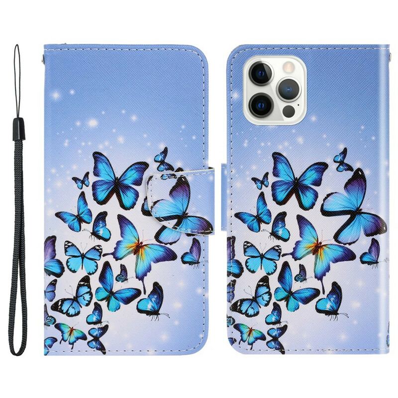 Housse iPhone 13 Pro Variations Papillons à Lanière