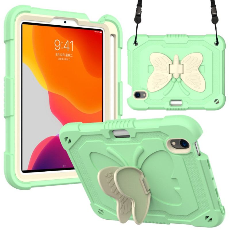 Coque iPad Mini 6 (2021) Ultra Résistante et Bandoulière Papillon