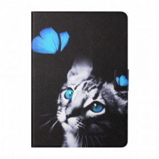 Housse iPad Mini 6 (2021) Chat et Papillon Bleu