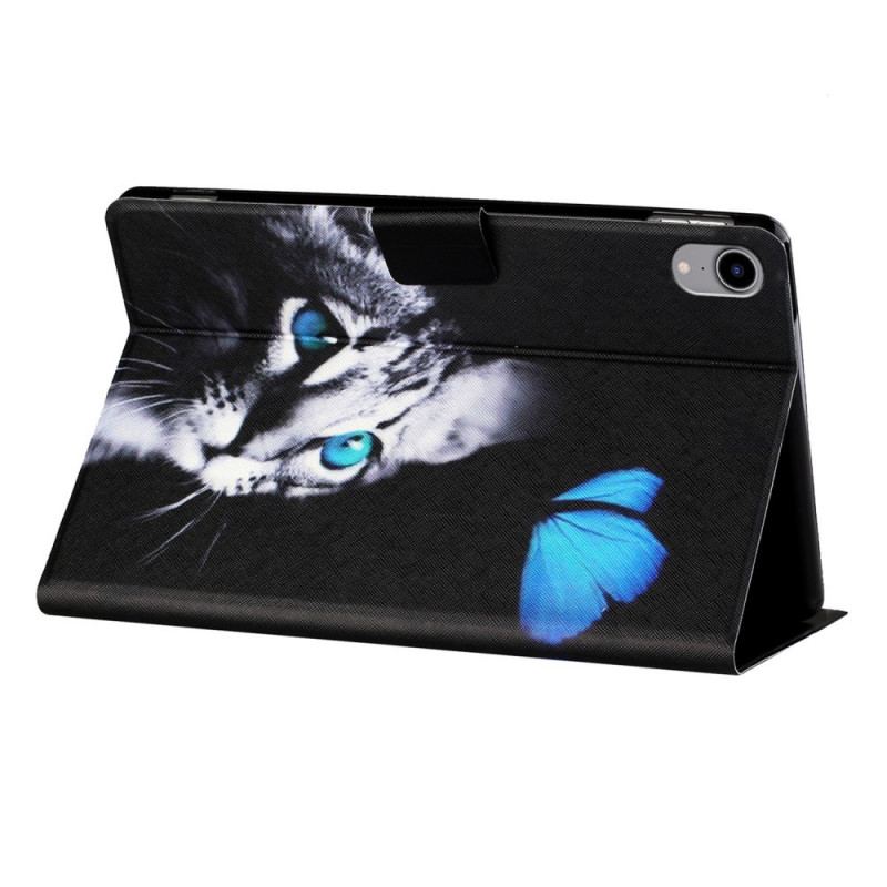 Housse iPad Mini 6 (2021) Chat et Papillon Bleu