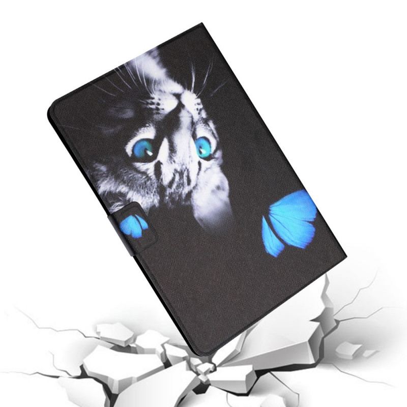 Housse iPad Mini 6 (2021) Chat et Papillon Bleu