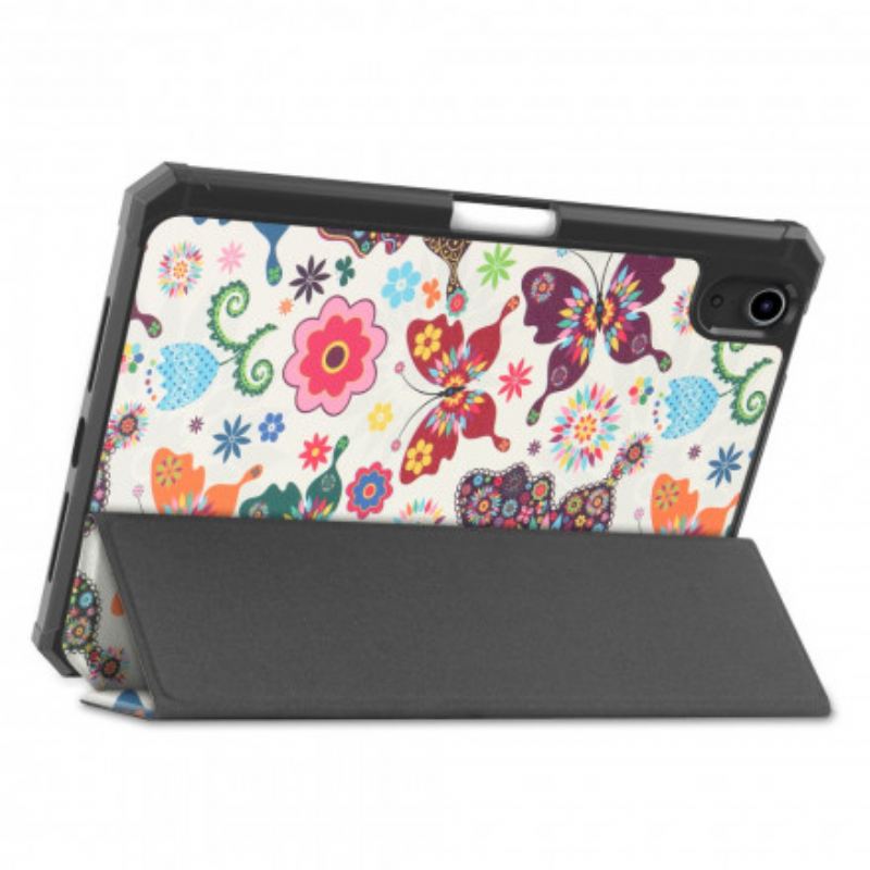 Smart Case iPad Mini 6 (2021) Porte-Stylet Fleurs Vintages