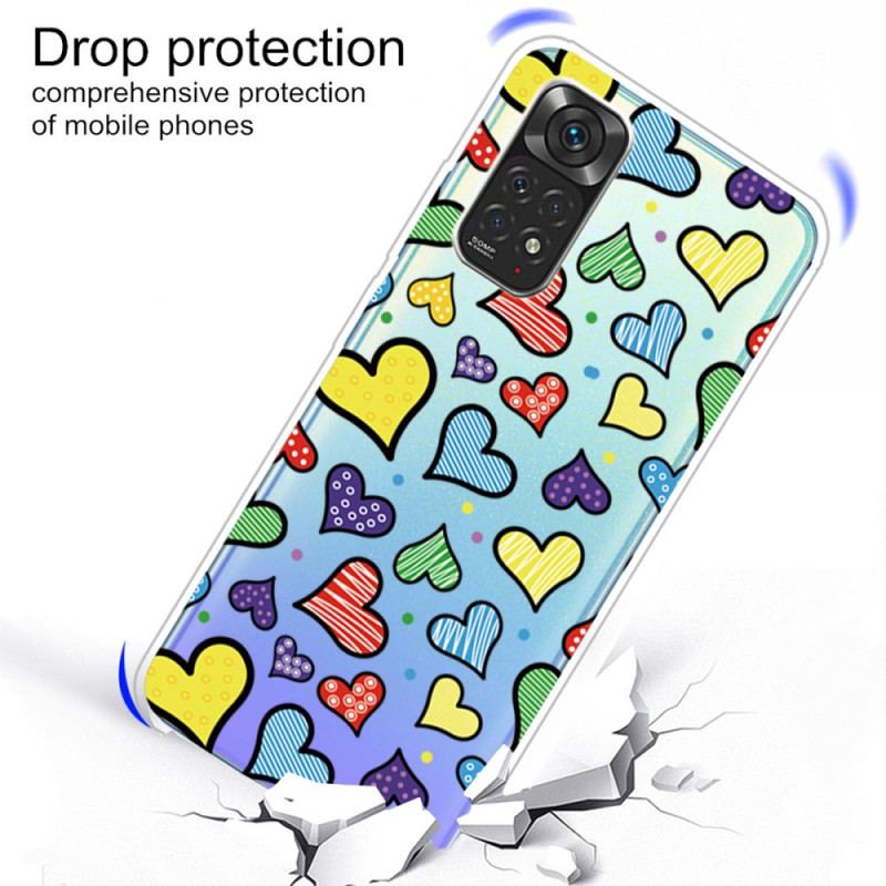 Coque Xiaomi Redmi Note 11 Pro /  Note 11 Pro 5G Coeurs Multicolores