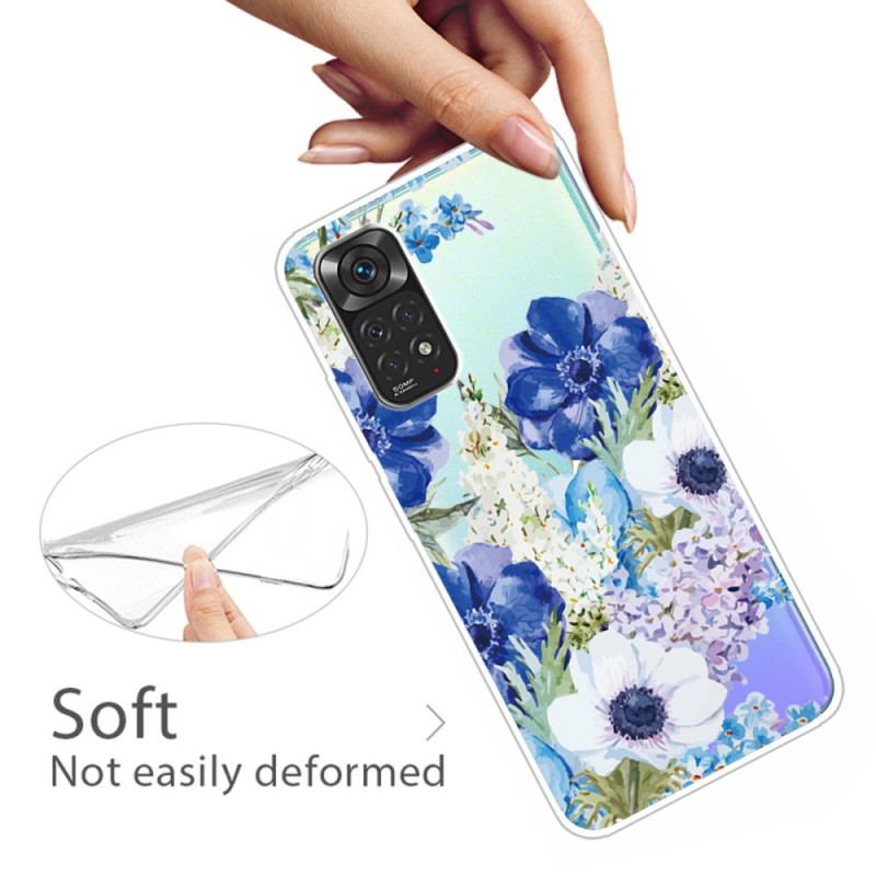 Coque Xiaomi Redmi Note 11 Pro /  Note 11 Pro 5G Fleurs Bleues Aquarelle