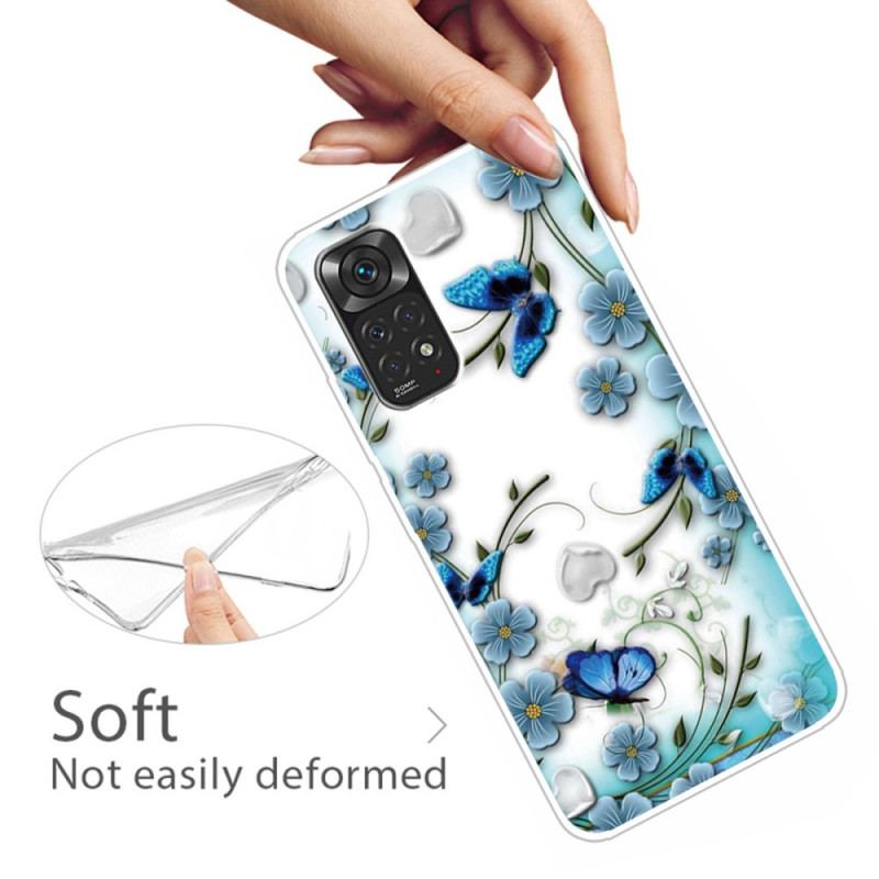 Coque Xiaomi Redmi Note 11 Pro /  Note 11 Pro 5G Papillons et Fleurs Rétros