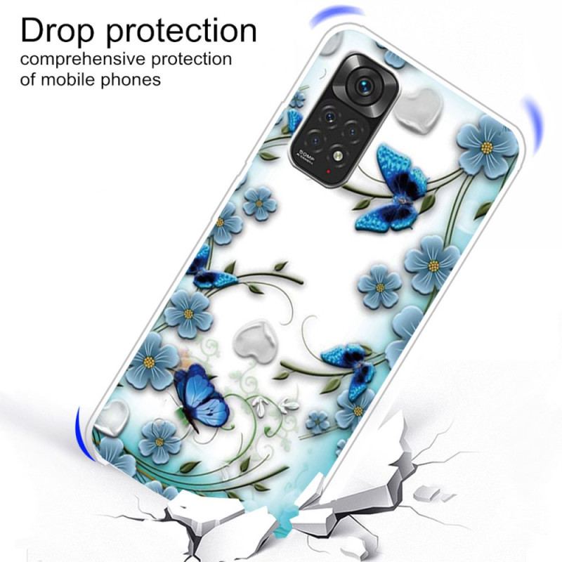 Coque Xiaomi Redmi Note 11 Pro /  Note 11 Pro 5G Papillons et Fleurs Rétros