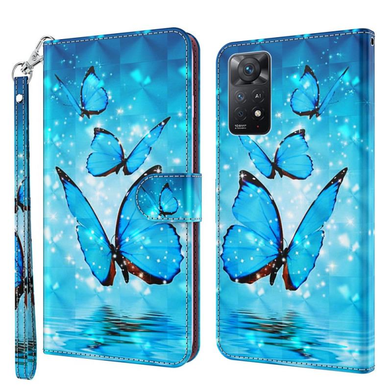 Housse Xiaomi Redmi Note 11 Pro / Note 11 Pro 5G Papillons Bleus Volants