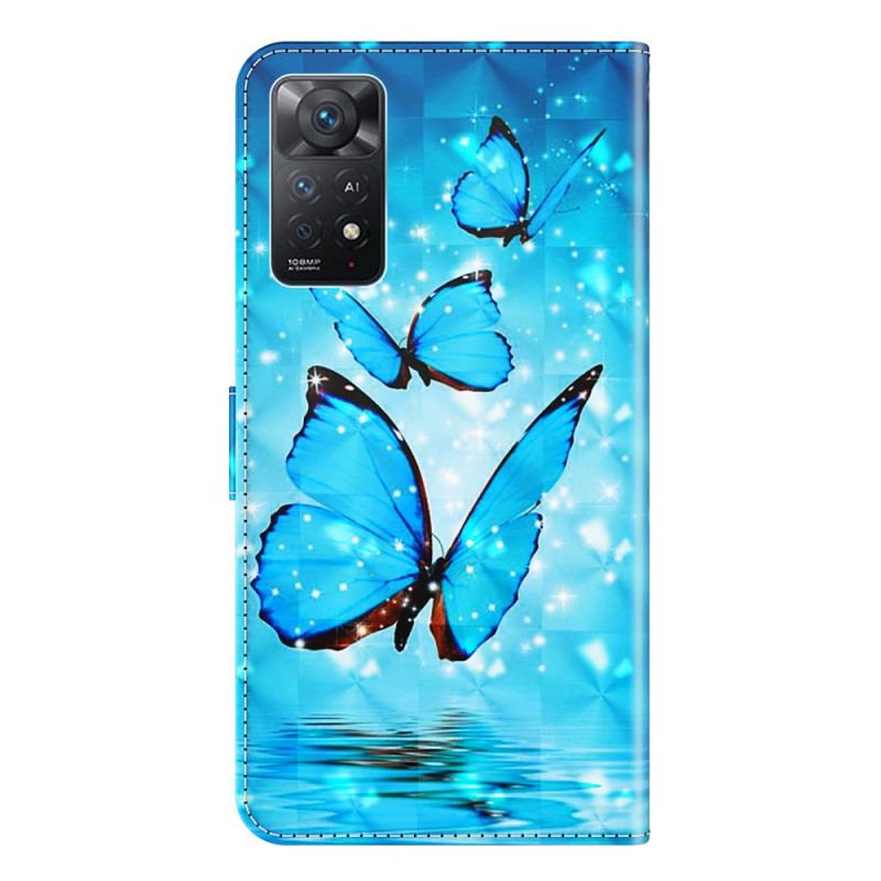 Housse Xiaomi Redmi Note 11 Pro / Note 11 Pro 5G Papillons Bleus Volants